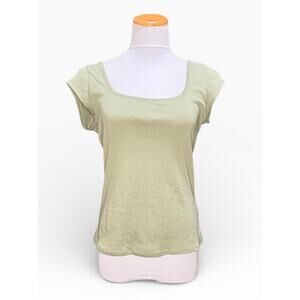 Melrose and Market cotton knit square neck top light green size Medium NWT